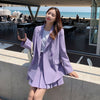 Elegant Skirt Suits Women Double Breasted Blazer Suit Jacket + Slim Pleated Mini Skirts 2 Pieces Office Lady Casual Set