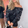 Elegant Slash Neck Puff Sleeve Blouse Women Patchwork Sexy See Through  Chiffon Blouse 3D Flower Shirts Korean Tops