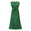 Elegant Women Dress Sleeveless V neck Long Summer Dress Sexy Pleat Party Dress Female Chiffon Maxi Green Dress With Belt