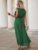 Elegant Women Dress Sleeveless V neck Long Summer Dress Sexy Pleat Party Dress Female Chiffon Maxi Green Dress With Belt