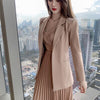 Elegant Women Suit Casual Lady Temperament Casual Solid Simple Notched Neck Cardigan Blazer Jacket Coat Formal Outwear