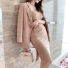 Elegant Women Suit Casual Lady Temperament Casual Solid Simple Notched Neck Cardigan Blazer Jacket Coat Formal Outwear