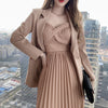 Elegant Women Suit Casual Lady Temperament Casual Solid Simple Notched Neck Cardigan Blazer Jacket Coat Formal Outwear