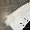 Feather Blazer Women 2023 Spring Lapel Long Sleeve Black and White Color Matching Cuff Ostrich Fur Cool Suit Jacket Coat