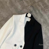 Feather Blazer Women 2023 Spring Lapel Long Sleeve Black and White Color Matching Cuff Ostrich Fur Cool Suit Jacket Coat