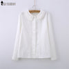 Female Cotton White Blouses Peter Pan Collar Casual Shirt Ladies Tops School Work Blouse Women Plus Size S-XXL T58348