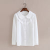 Female Cotton White Blouses Peter Pan Collar Casual Shirt Ladies Tops School Work Blouse Women Plus Size S-XXL T58348