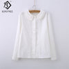 Female Cotton White Blouses Peter Pan Collar Casual Shirt Ladies Tops School Work Blouse Women Plus Size S-XXL T58348