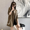 Female Suit Jacket Fake Two Style Women's Spring Autumn Korean Design Sense High Street Casual Loose Blazer Jacket