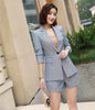 Formal Ladies Pink Striped Blazer Women Business Suits Shorts and Jacket Sets Work Wear Office Uniform Styles