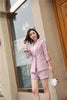 Formal Ladies Pink Striped Blazer Women Business Suits Shorts and Jacket Sets Work Wear Office Uniform Styles