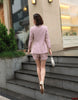 Formal Ladies Pink Striped Blazer Women Business Suits Shorts and Jacket Sets Work Wear Office Uniform Styles