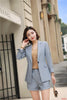 Formal Ladies Pink Striped Blazer Women Business Suits Shorts and Jacket Sets Work Wear Office Uniform Styles