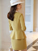 Formal Skirt Suit Women Female Pink Yellow Half Sleeve Two Piece Set for Office Ladies Spring Summer Work Wear