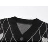Gothic Style Oversized Black Cardigan Emo Women Sweater Long Sleeve V-neck Harajuku Loose Vintage Knitwear Tops Coat 90s
