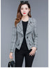 Gray Plaid Suit Female 2022 Autumn Women's Blazer Long Sleeve Single Button Short Spring Slim Lady Suits Outerwear
