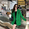 Green Oversized Ladies Blazer Retro Pocket Office Ladies Jacket Women Korean Style Elegant Ladies Blazer