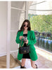 Green Oversized Ladies Blazer Retro Pocket Office Ladies Jacket Women Korean Style Elegant Ladies Blazer
