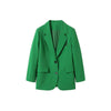 Green Oversized Ladies Blazer Retro Pocket Office Ladies Jacket Women Korean Style Elegant Ladies Blazer