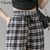 Harajuku Plaid Pants For Women Trousers 2022 Streetwear Woman Harem Pants Autumn Ladies Casual Pants Drawstring Joggers