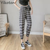 Harajuku Plaid Pants For Women Trousers 2022 Streetwear Woman Harem Pants Autumn Ladies Casual Pants Drawstring Joggers