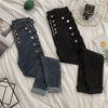 High Waist Jeans Women's Metal Buckle Tight Belly Trimming Slender Skinny Stretchy Pencil Pants Cropped Pants Punk Style