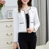 Fashion Hit Color Elegant Women Blazers Round Neck Long Sleeve Formal Jackets S-3XL Casaco Patch Bow Knot Slim Women Blazers