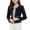Fashion Hit Color Elegant Women Blazers Round Neck Long Sleeve Formal Jackets S-3XL Casaco Patch Bow Knot Slim Women Blazers