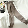 Knitted Tracksuit Women Zipper Splice Hooded Cardigan And Side stripe Ankle Banded Pants Korean Style Two-Piece Suit