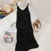 Knitted Women Dresses Elegant Solid Colid  Korean Split Out Sleeveless V-Neck Party Female Dress Vestidos
