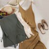 Knitted Women Dresses Elegant Solid Colid  Korean Split Out Sleeveless V-Neck Party Female Dress Vestidos