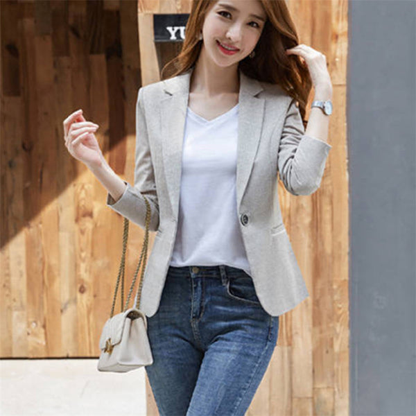 Korea chic Autumn Solid Short Slim Business Blazers Coat Spring Casual All-match Women Blazers Jackets Work Office Lady
