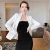 Korean Women OL Professional Double breasted Long Sleeve Elegant Shrug Temperament Simple White Blazer Coat Suit Jacket