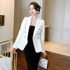 Korean Women OL Professional Double breasted Long Sleeve Elegant Shrug Temperament Simple White Blazer Coat Suit Jacket