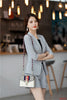 Ladies Blue Plaid Blazer Women Business Suits Work Wear Shorts and Jacket Sets Uniforms OL Styles