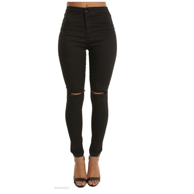 Fashion Ladies Cotton Pants Mid Waist Skinny Fashion Jeans for Women Hole Vintage Girls Slim Ripped Denim Pencil Pants HO902674
