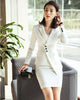 Ladies Irregular White Blazer Women Business Suits with Skirt and Jacket Sets Work Wear Uniforms OL Styles
