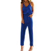 Fashion Ladies Strappy V-Neck Jumpsuit Summer Women Sexy Sleeveless Casual Long Jumpsuits Girls Pure Color One Piece Rompers #Ju