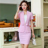 Ladies White Blazer Women Work Wear Suits with Skirt and Jacket Sets Female Business Clothes Half Sleeve