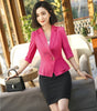 Ladies White Blazer Women Work Wear Suits with Skirt and Jacket Sets Female Business Clothes Half Sleeve