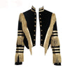 Lady Fringe Patched Metallic Double Breasted Stripe Black Gothic Jacket Women Autumn Stand Collar Cropped Jacket Women