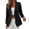 Lapel Long Sleeve Flap Pockets Blazer Women Autumn Office Ladies Double Breasted Blazers Jacket Coats chaqueta mujer