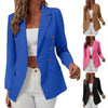 Lapel Long Sleeve Flap Pockets Blazer Women Autumn Office Ladies Double Breasted Blazers Jacket Coats chaqueta mujer