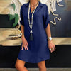 Long Blouses Women Plus Size Solid Color Cotton Linen Turn Down Collar Loose Shirt V-neck Dress blusas mujer de moda2022