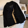 Loose Solid Blazer Office Ladies Women Korea Autumn Jacket Casual Pockets Female Suits Coat Outerwear