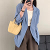 Loose Sweet Classic Solid Color Double-breasted Long Sleeve Casual Chiffon Blazers Women Girl Sun-proof Outwear Jackets