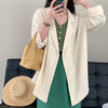 Loose Sweet Classic Solid Color Double-breasted Long Sleeve Casual Chiffon Blazers Women Girl Sun-proof Outwear Jackets
