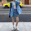 Loose Women Shorts Suits Long Sleeve Blazer & Pencil Mini Skirts Elegant Ladies 2 Pieces Skirt Set 2023