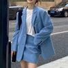 Loose Women Shorts Suits Long Sleeve Blazer & Pencil Mini Skirts Elegant Ladies 2 Pieces Skirt Set 2023