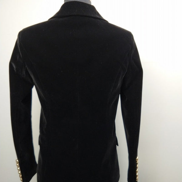 Women Velvet Blazer Classic Double Breasted Notched Collar Office Ladies Formal Female Long Sleeve Coats S-XL